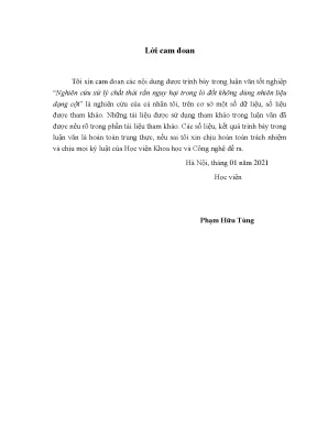 Luận văn thạc sĩ kỹ thuật môi trường nghiên cứu xử lý chất thải rắn nguy hại trong lò đốt không dùng nhiên liệu dạng cột