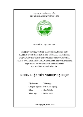 Luận văn nghiên cứu kỹ thuật trồng chăm sóc phòng trừ sâu bệnh hại các loài lan rừng ngọc điểm đai châu rhynchostylis gigantea thạch hộc hoa trắng