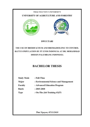 Luận văn the use of brodifacoum and bromadiolone to control rattus population by pt etos indonusa at dr mohammad hoesin hospital palembang indonesia