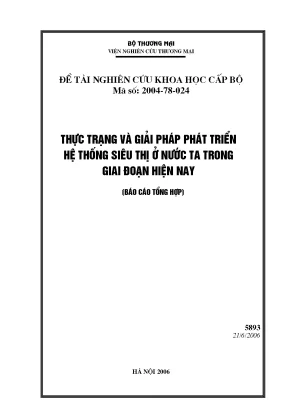 Luận văn thực trạng và giải pháp phát triển hệ thống siêu thị ở nước ta trong giai đoạn hiện nay