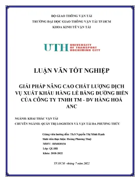 Luận văn giải pháp nâng cao chất lượng dịch vụ xuất khẩu hàng lẻ bằng đường biển của công ty tnhh tmdv hàng hoá anc