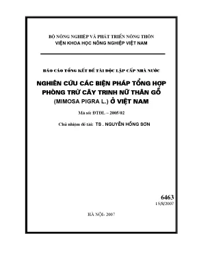 Luận văn nghiên cứu các biện pháp tổng hợp phòng trừ cây trinh nữ thân gỗ mimosa pigral ở việt nam