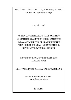 Luận văn thạc sĩ nghiên cứu tính đa dạng và đề xuất một số giải pháp quản lý côn trùng bộ cánh cứng huyện lệ thủy
