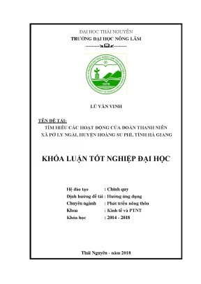 Luận văn tìm hiểu các hoạt động của đoàn thanh niên xã pờ ly ngài huyện hoàng su phì tỉnh hà giang