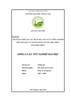 Luận văn đánh giá hiệu quả sử dụng đất sản xuất nông nghiệp trên địa bàn xã thanh hưng huyện điện biên tỉnh điện biên