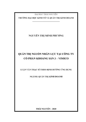 Luận văn thạc sĩ quản trị nguồn nhân lực tại công ty cổ phần khoáng sản 3 vimico