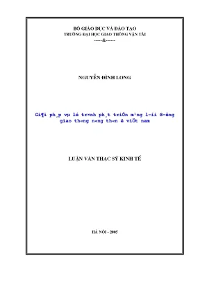 Giải pháp và lộ trình phát triển mạng lưới đường giao thông nông thôn ở việt nam luận án thạc sĩ khoa học kinh tế