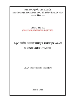 Luận văn thạc sĩ đặc điểm nghệ thuật truyện ngắn sương nguyệt minh
