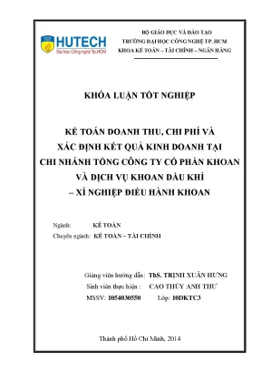 Luận văn tốt nghiệp hutech kế toán doanh thu chi phí và xác định kết quả kinh doanh tại chi nhánh tổng công ty cổ phần khoan và dịch vụ khoan dầu khí xí nghiệp điều hành khoan