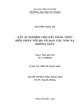Luận án tiến sĩ xấp xỉ nghiệm cho bất đẳng thức biến phân với họ vô hạn các ánh xạ không giãn