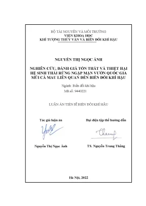 Luận án tiến sĩ biến đổi khí hậu nghiên cứu đánh giá tổn thất và thiệt hại hệ sinh thái rừng ngập mặn vườn quốc gia mũi cà mau liên quan đến biến đổi khí hậu