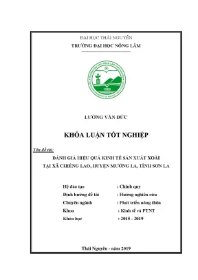 Luận văn đánh giá hiệu quả kinh tế sản xuất xoài tại xã chiềng lao huyện mường la tỉnh sơn la