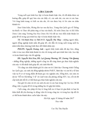 Luận văn thạc sĩ dược học phân tích biến cố bất lợi trên bệnh nhân sử dụng phác đồ điều trị lao đa kháng tại một số cơ sở trọng điểm