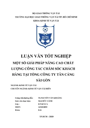 Luận văn tốt nghiệp một số giải pháp nâng cao chất lượng công tác chăm sóc khách hàng tại tổng công ty tân cảng sài gòn