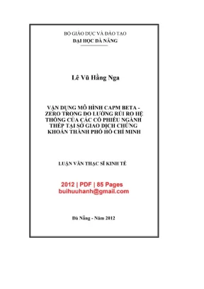 Luận văn thạc sĩ kinh tế vận dụng mô hình capm beta zero trong đo lường rủi ro hệ thống của các cổ phiếu ngành thép tại sở giao dịch chứng khoán thành phố hồ chí minh