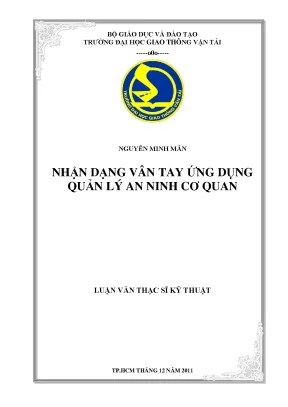 Nhận dạng vân tay ứng dụng quản lý an ninh cơ quan luận văn thạc sĩ chuyên ngành kỹ thuật điện tử