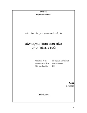 Luận văn xây dựng thực đơn mẫu cho trẻ 3 5 tuổi