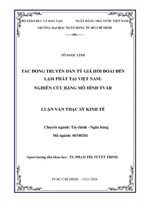 Luận văn tác động truyền dẫn tỷ giá hối đoái đến lạm phát