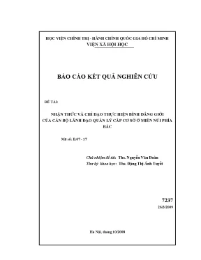 Luận văn nhận thức và chỉ đạo thực hiện bình đẳng giới của cán bộ lãnh đạo quản lý cấp cơ sở miền núi phía bắc