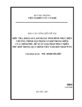 Luận văn điều tra khảo sát đánh giá tình hình thực hiện chương trình sản phẩm cơ khí trọng điểm của chính phủ đề xuất giải pháp phát triển phù hợp trong quá trình việt nam hội nhập wto