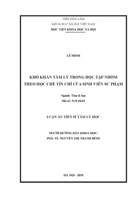 Luận án tiến sĩ khó khăn tâm lý trong học tập nhóm theo học chế tín chỉ của sinh viên sư phạm