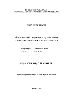 Luận văn thạc sĩ hubt nâng cao chất lượng dịch vụ viễn thông tại trung tâm kinh doanh vnpt nghệ an