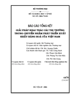 Luận văn giải pháp khai thác các thị trường trung chuyển nhằm phát triển xuất khẩu hàng hóa của việt nam