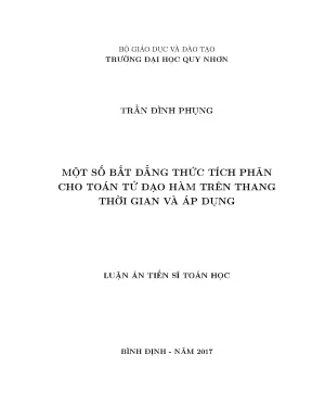 Luận án tiến sĩ một số bất đẳng thức tích phân cho toán tử đạo hàm trên thang thời gian và áp dụng