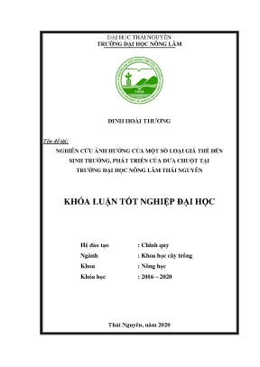 Luận văn nghiên cứu ảnh của của một số loại giá thể đến sinh trưởng và phát triển của dưa chuột tại trường đại học nông lâm thái nguyên