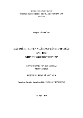 Luận văn thạc sĩ đặc điểm truyện ngắn nguyễn minh châu sau 1975 nhìn từ góc độ thi pháp