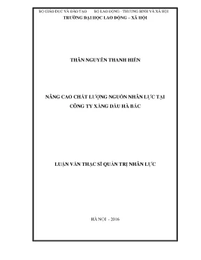 Luận văn thạc sĩ nâng cao chất lượng nguồn nhân lực tại công ty xăng dầu hà bắc