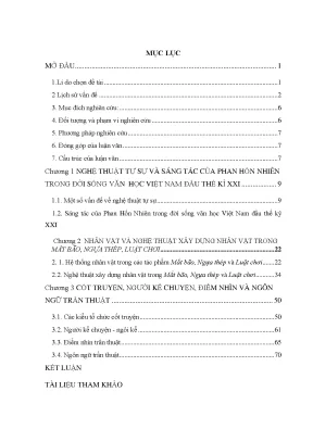 Luận văn thạc sĩ văn học nghệ thuật tự sự trong tác phẩm mắt bão ngựa thép luật chơi của phan hồn nhiên