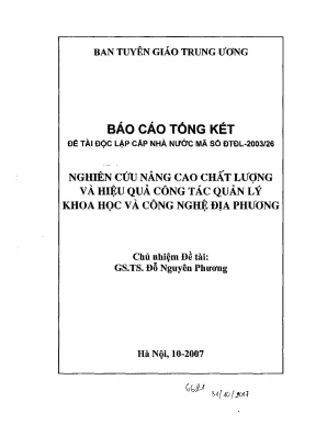 Luận văn nghiên cứu nâng cao chất lượng và hiệu quả công tác quản lý khoa học và công nghệ địa phương