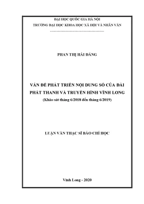 Luận văn thạc sĩ vấn đề phát triển nội dung số của đài phát thanh và truyền hình vĩnh long