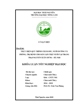 Luận văn thực hiện quy trình chăm sóc nuôi dưỡng và phòng trị bệnh cho đàn lợn thịt tại trang trại nguyễn xuân dũng hà nội