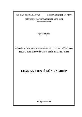 Luận án tiến sĩ nông nghiệp nghiên cứu chọn tạo giống dâu lai f1 lưỡng bội trồng hạt cho các tỉnh phía bắc việt nam