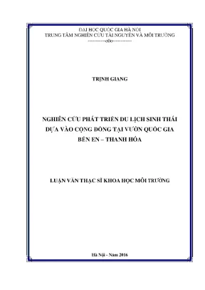 Luận văn thạc sĩ nghiên cứu phát triển du lịch sinh thái dựa vào cộng đồng tại vườn quốc gia bến en thanh hóa