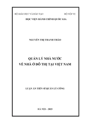 Luận án tiến sĩ quản lý công quản lý nhà nước về nhà ở đô thị tại việt nam