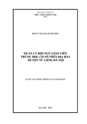 Luận văn thạc sĩ quản lý đội ngũ giáo viên trung học cơ sở trên địa bàn huyện từ liêm hà nội