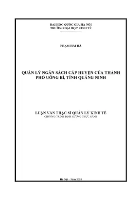 Luận văn thạc sĩ quản lý kinh tế quản lí ngân sách cấp huyện của tp uông bí quảng ninh