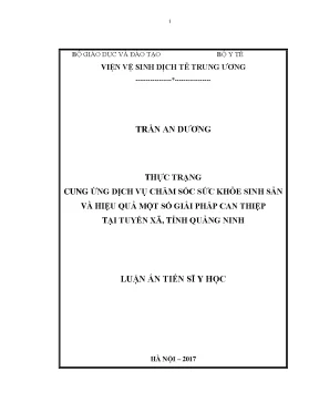 Luận án tiến sĩ thực trạng cung ứng dịch vụ chăm sóc sức khỏe sinh sản và hiệu quả một số giải pháp can thiệp tại tuyến xã tỉnh quảng ninh