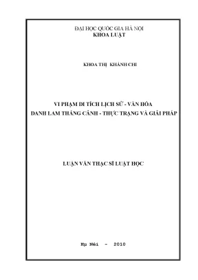 Luận văn thạc sĩ vi phạm di tích lịch sử văn hóa danh lam thắng cảnh thực trạng và giải pháp