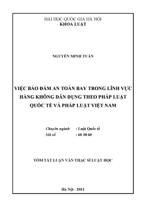 Luận văn thạc sĩ việc bảo đảm an toàn bay trong lĩnh vực hàng không dân dụng theo pháp luật quốc tế và pháp luật việt nam