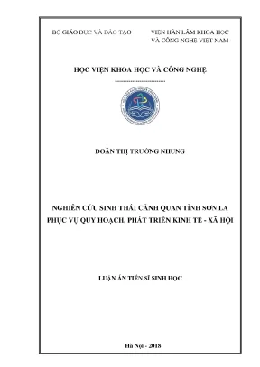 Luận án tiến sĩ nghiên cứu sinh thái cảnh quan tỉnh sơn la phục vụ quy hoạch phát triển kinh tế xã hội