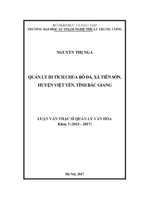 Luận văn thạc sĩ quản lý di tích chùa bổ đà xã tiên sơn huyện việt yên tỉnh bắc giang