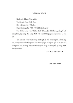 Luận văn thạc sĩ kiểm định đánh giá chất lượng công trình cảng biển áp dụng cho cảng đình vũ hải phòng