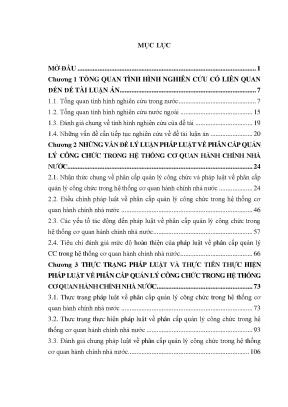 Luận án tiến sĩ luật học pháp luật về phân cấp quản lý công chức trong hệ thống cơ quan hành chính nhà nước việt nam