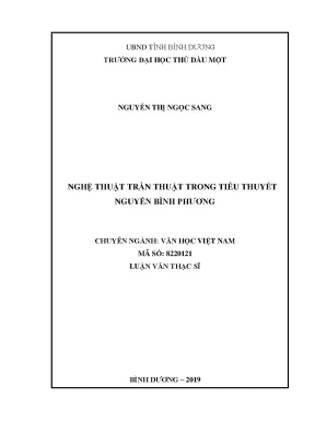 Luận văn thạc sĩ văn học việt nam nghệ thuật trần thuật trong tiểu thuyết nguyễn bình phương