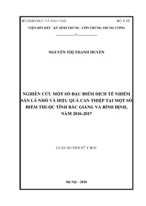 Luận án tiến sĩ nghiên cứu một số đặc điểm dịch tễ nhiễm sán lá nhỏ và hiệu quả can thiệp tại một số điểm thuộc tỉnh bắc giang và bình định