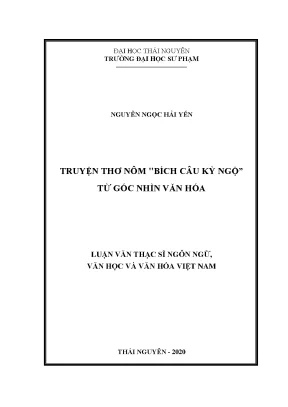 Luận văn thạc sĩ truyện thơ nôm bích câu kỳ ngộ từ góc nhìn văn hóa